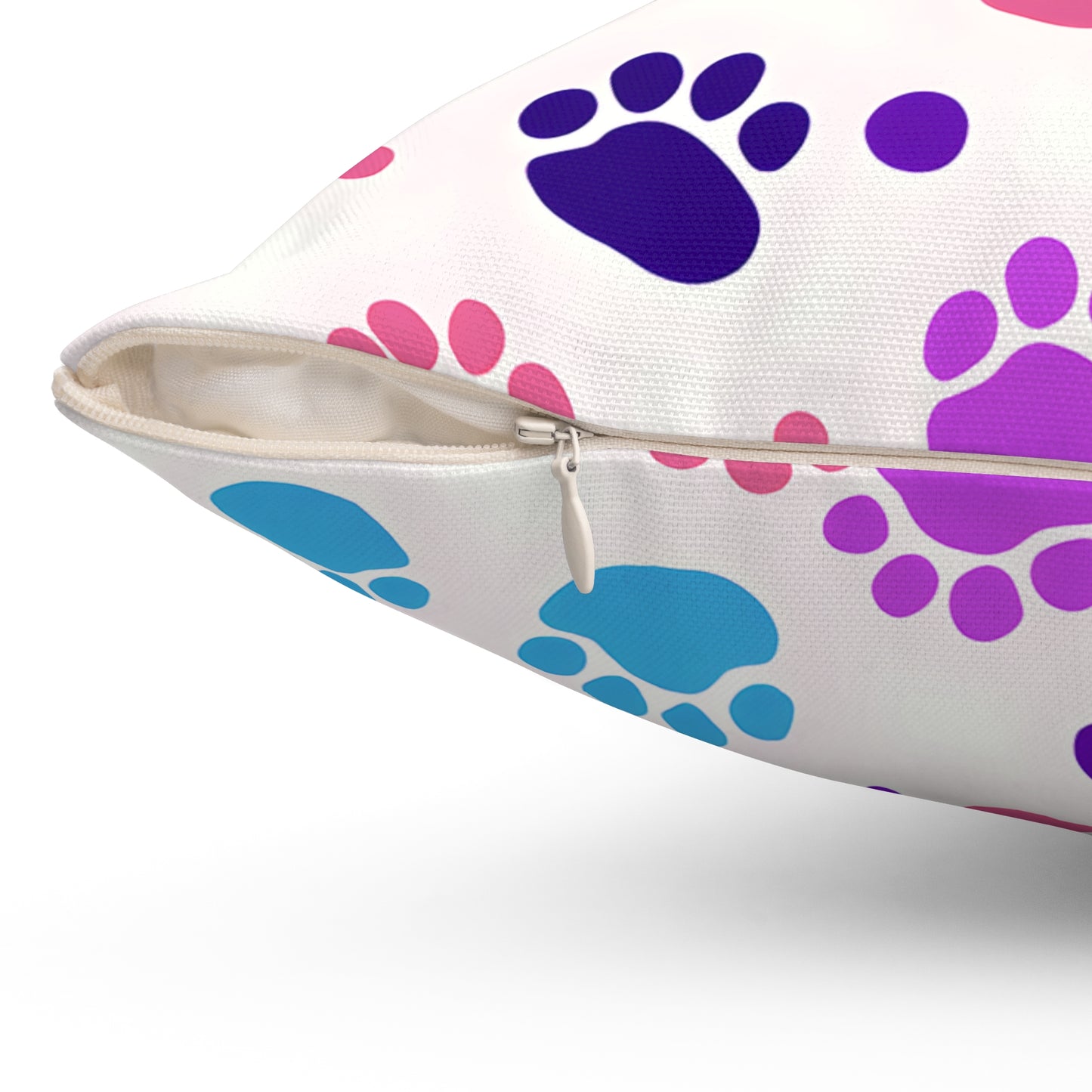 Colorful Paw Print Throw Pillow — Cute Pet Pattern Decorative Cushion