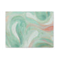 Abstract Green Marble Canvas Print — Teal & Coral Swirl Wall Art