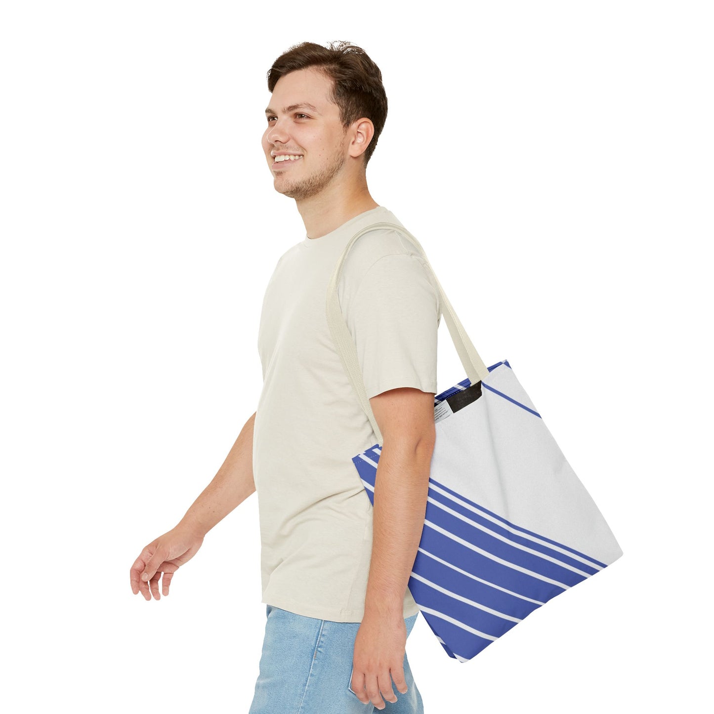 Chic Blue Striped Tote Bag, Stylish Reusable Shopping Bag, Beach Bag, Everyday Carry, Gift for Her