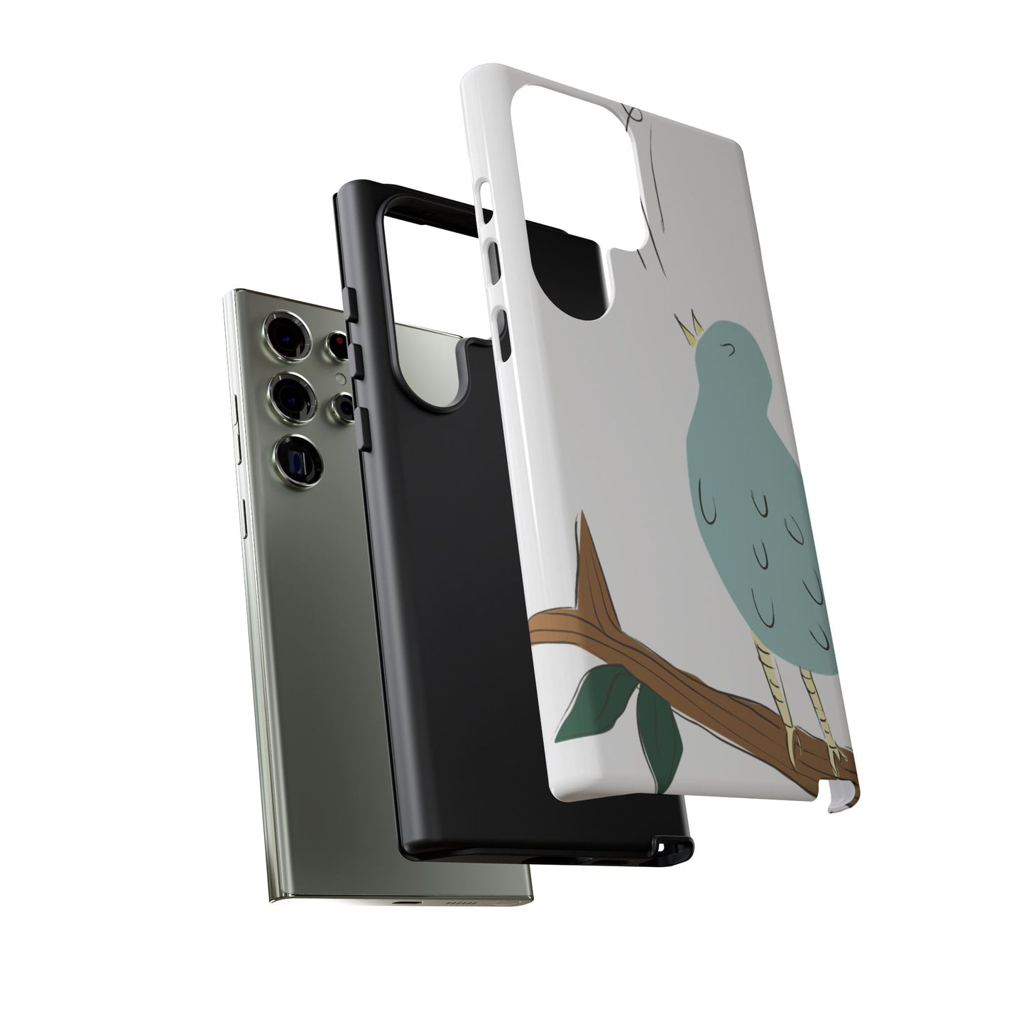Birdsong Phone Case — Cute Blue Bird on Branch Protective Case