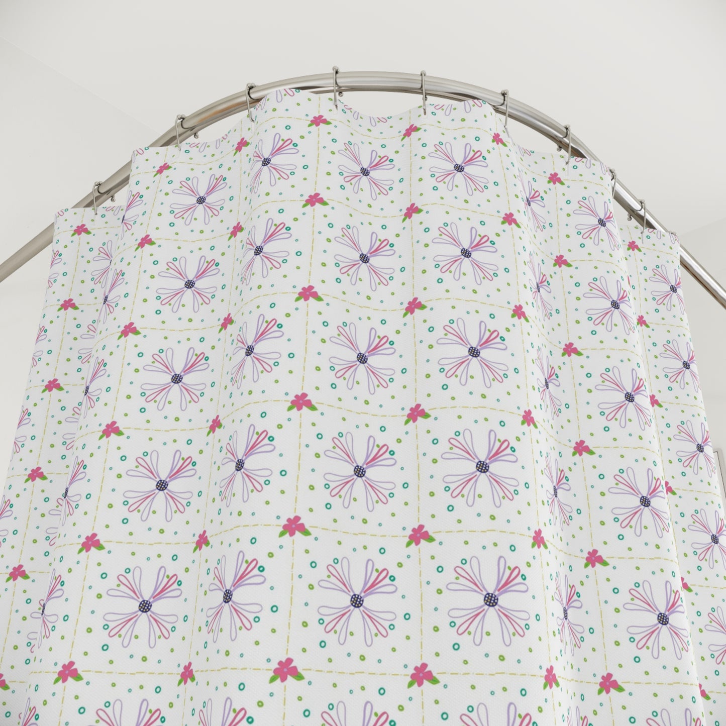 Floral Pattern Shower Curtain, Elegant Bathroom Decor, Home Makeover, Gift for New Home, Spring Refresh