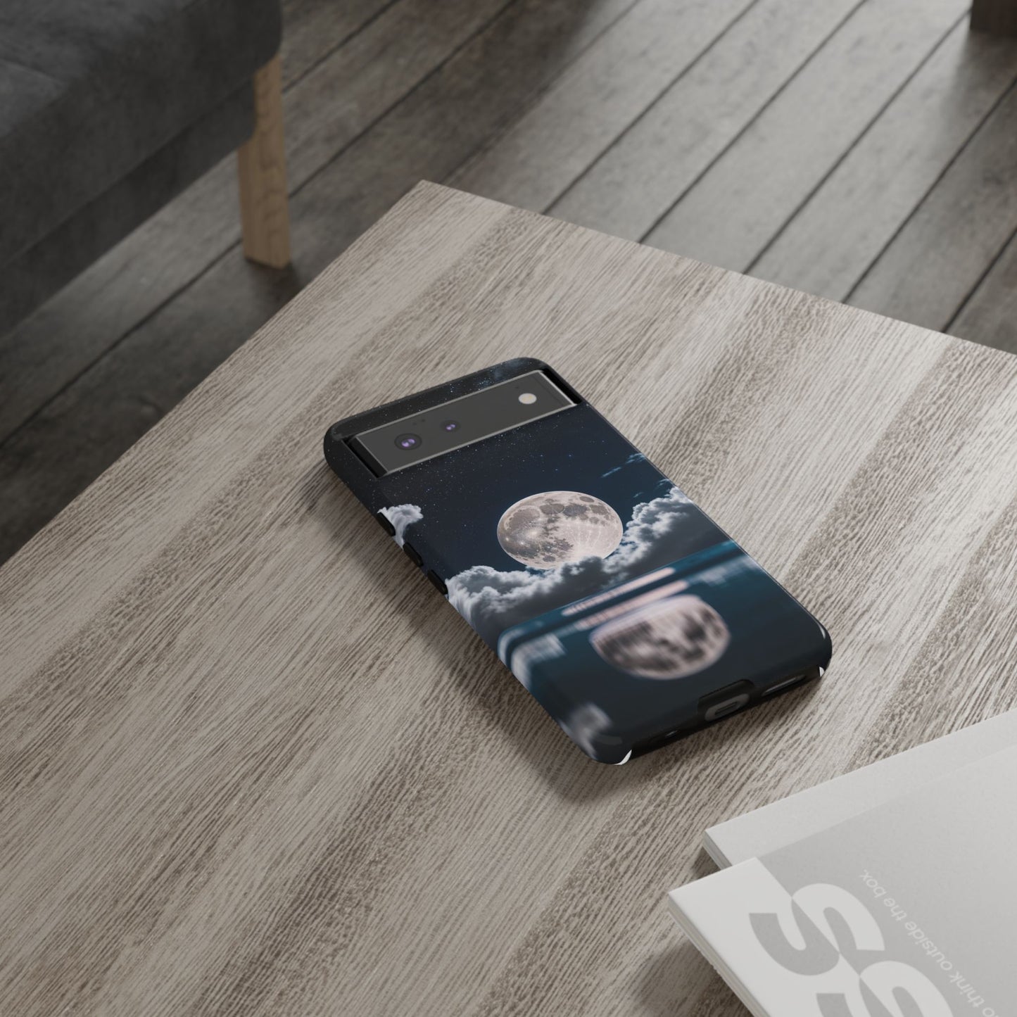 Moonlit Reflection Phone Case — Night Sky Moon & Clouds Tough Case