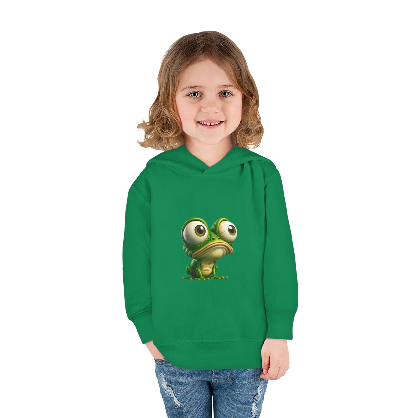 Whimsical Toddler Frog Pullover Hoodie, Cute Kids Fleece Sweater, Playful Toddler Clothing, Children's Gift, Animal Lover Apparel
