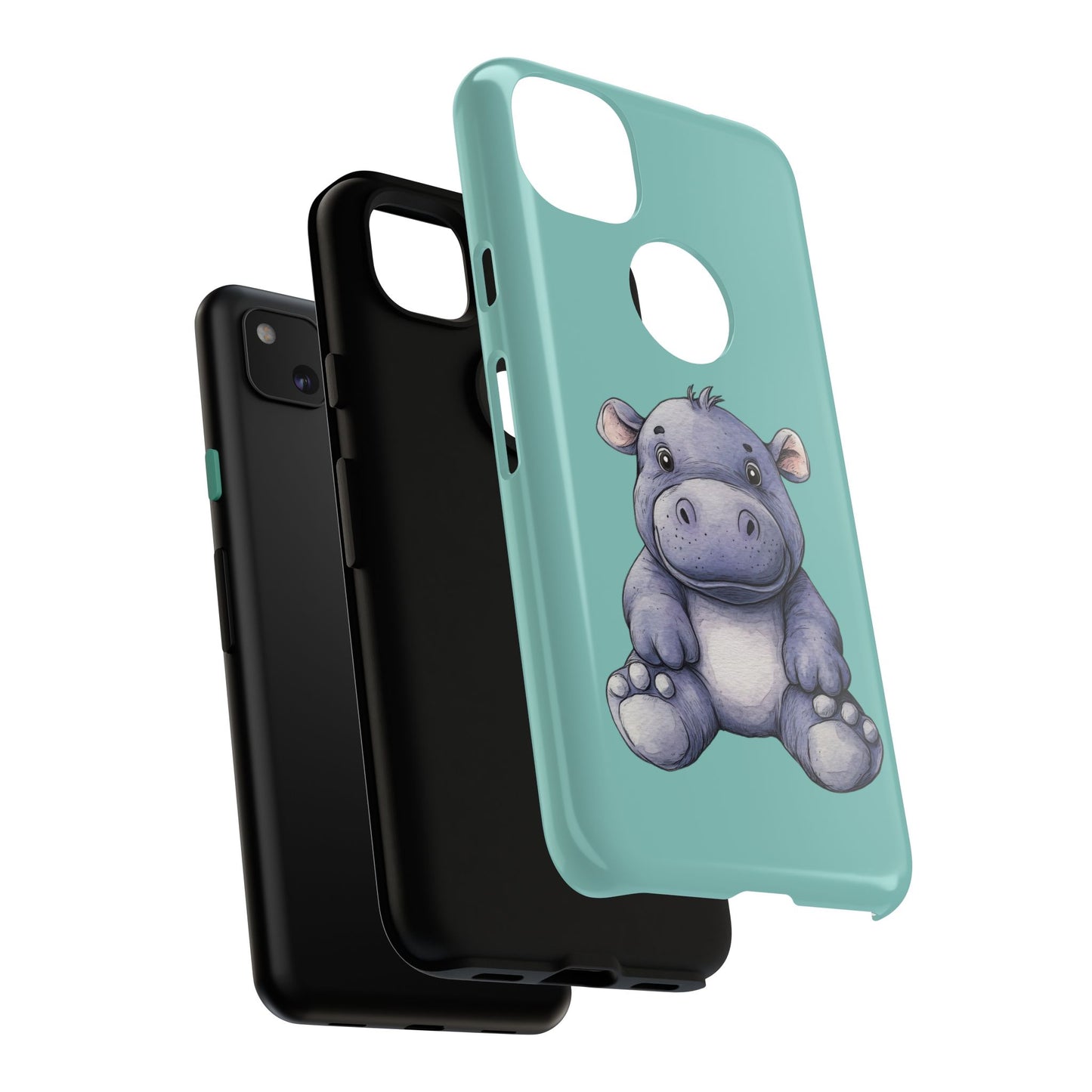 Cute Hippo Phone Case, Tough Phone Cover, Fun Animal Case, Gift for Kids, Cute Decor, Birthday Present