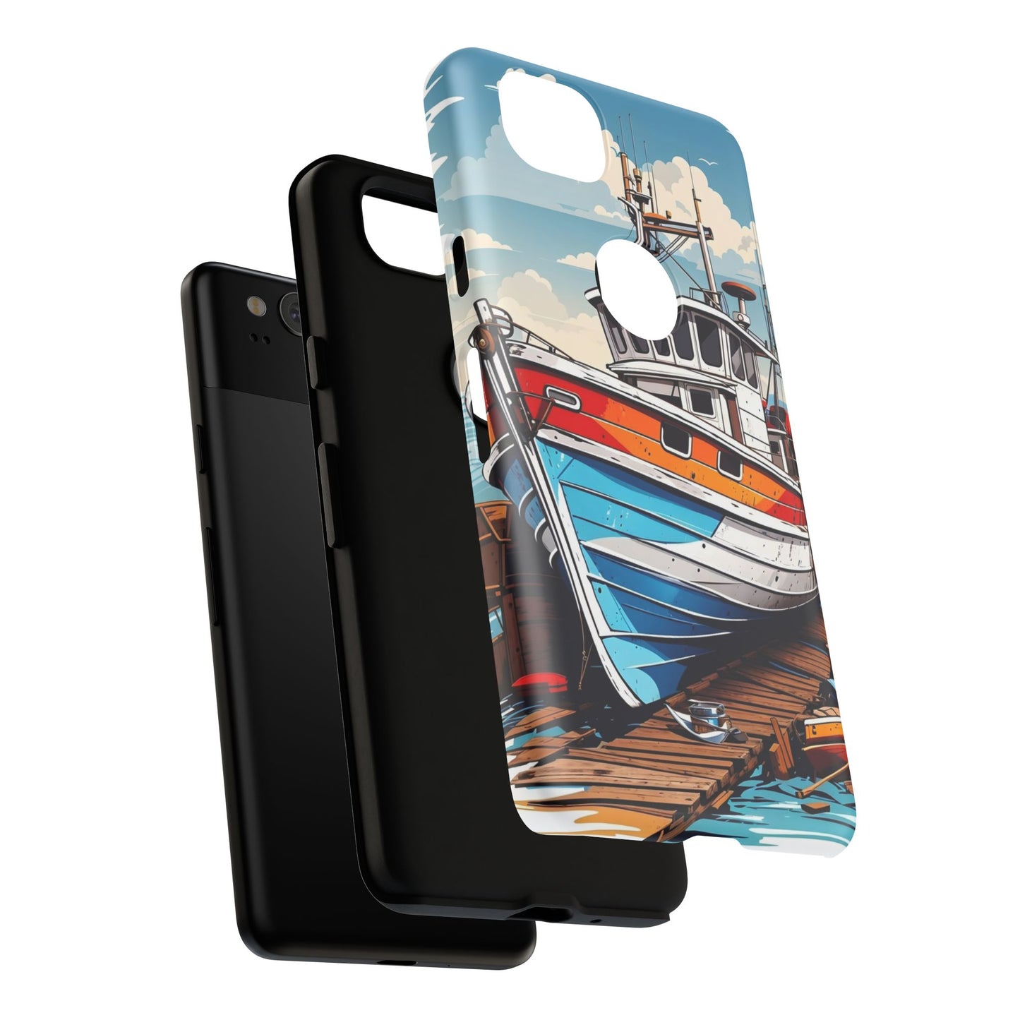 Colorful Fishing Boat Phone Case | Nautical Gift, Marine Design, Coastal Aesthetic, Summer Vibes, Sea Lover's Accessory