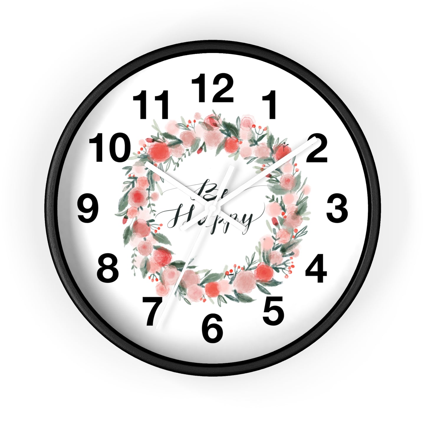 Floral Motivational Wall Clock | Home Decor | Gift for Her | Positive Quote Decor | Pink Wreath Design | Living Room Decor