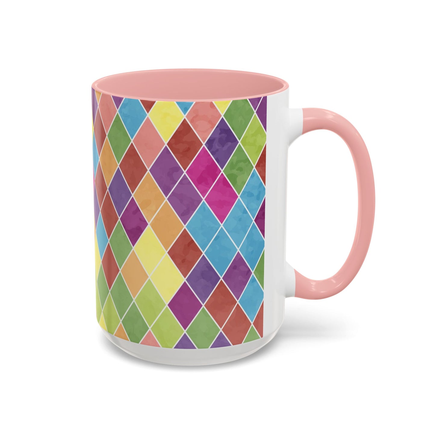 Colorful Diamond Pattern Coffee Mug, Coffee Lover Gift, Bright Kitchen Decor, Artistic Mug, Vibrant Drinkware
