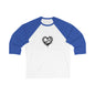 Heart Crown 3/4 Sleeve Baseball Tee, Unisex Casual Shirt, Gift for Him/Her, Trendy Sports Top, Cute Couple T-Shirt