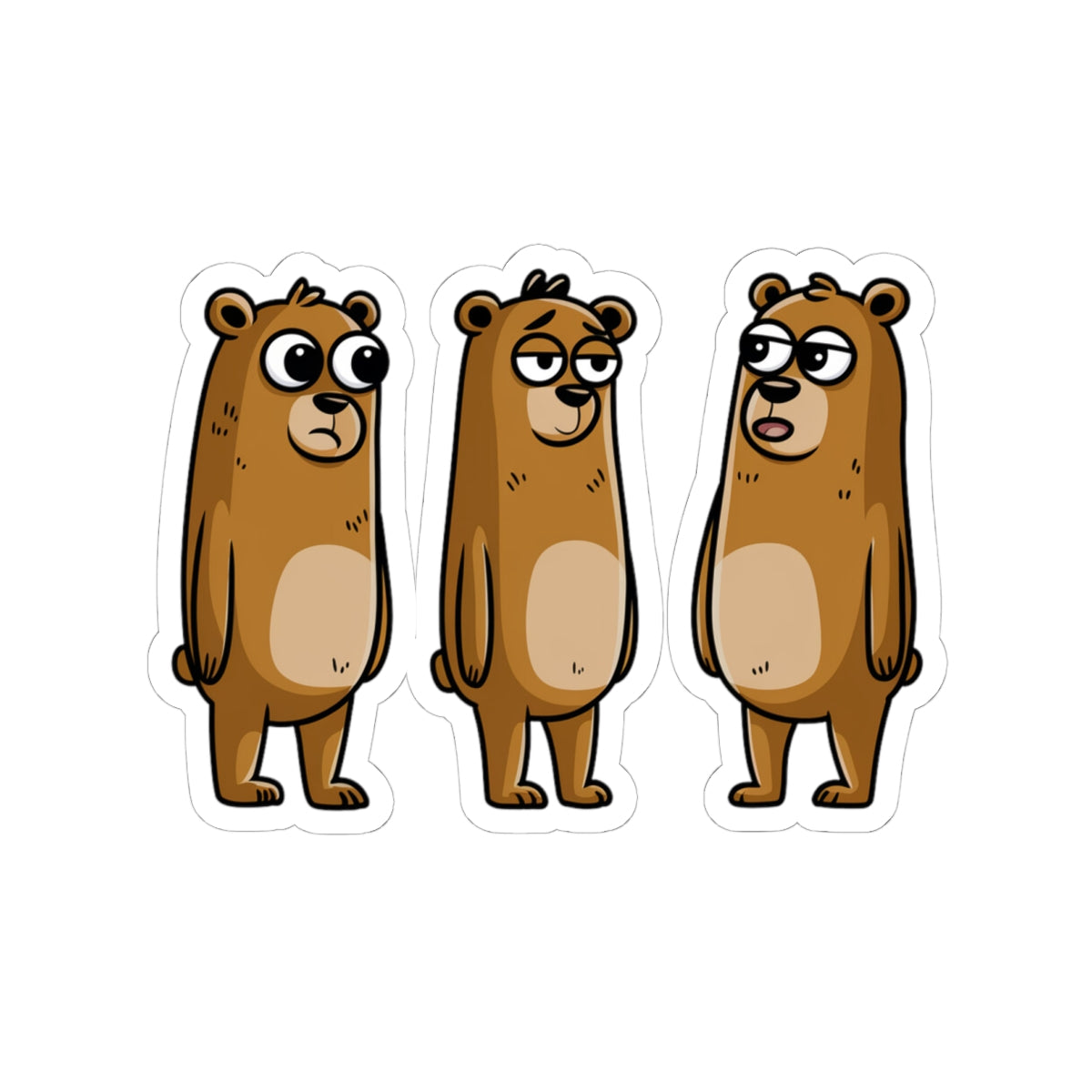 Funny Bear Kiss-Cut Stickers, Cartoon Animal Decor, Laptop Stickers, Cute Gifts for Animal Lovers, Playful Wall Art