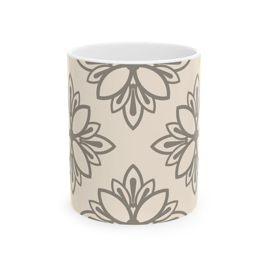 Boho Floral Ceramic Mug, Stylish Coffee Cup, Unique Gift for Her, Cozy Vibes, Home Decor, Tea Lovers, Kitchen Essential