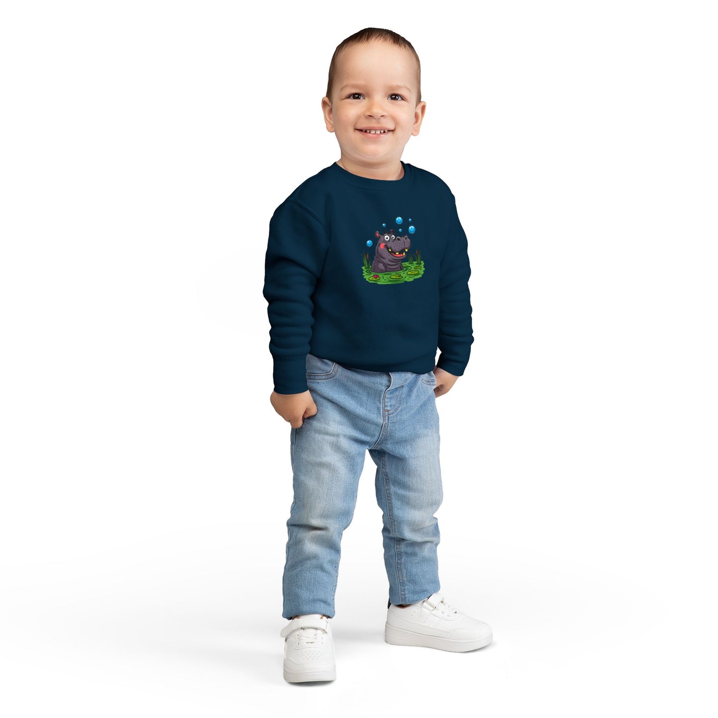 Toddler Hippo Sweatshirt, Cute Animal Apparel, Kids' Gift Idea, Birthday Present, Playful Toddler Clothes, Animal Lover Sweatshirt