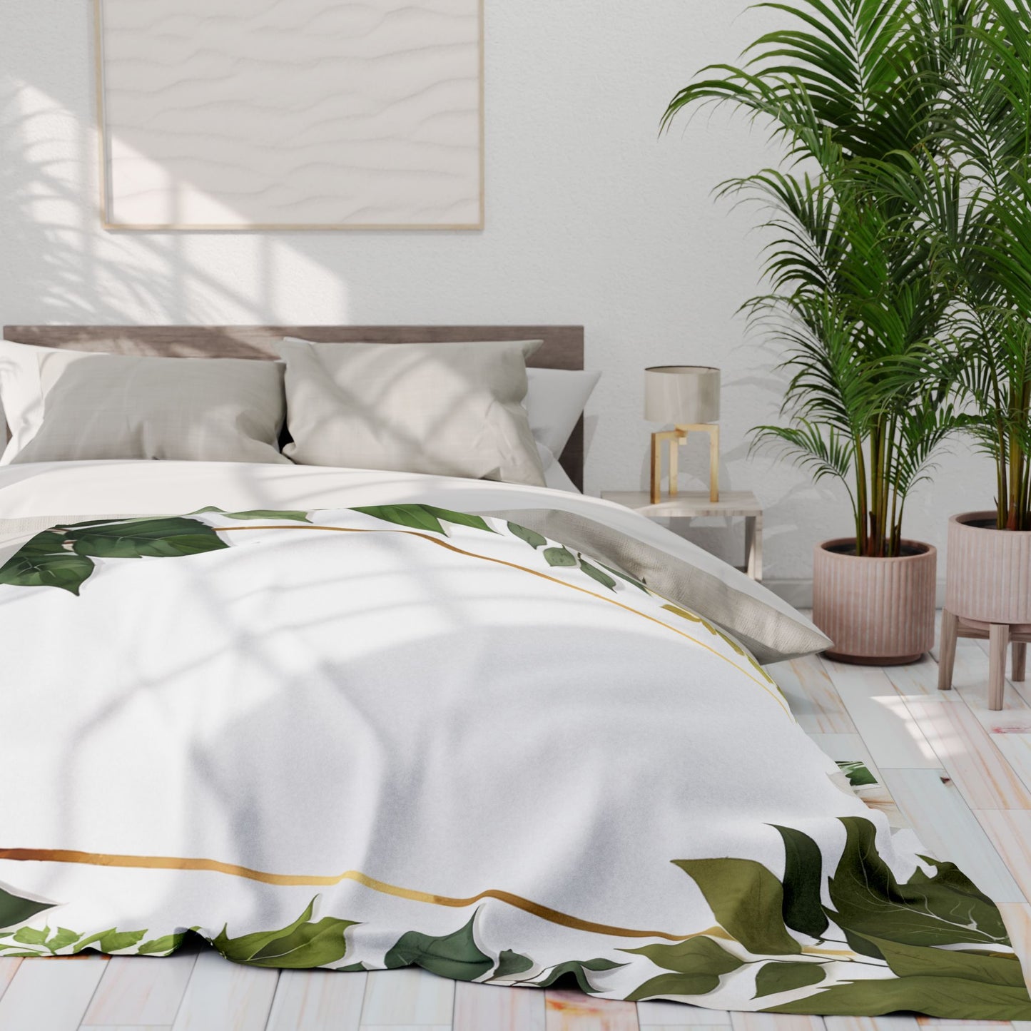 Floral Arctic Fleece Blanket, Cozy Throw, Home Decor, Gift for Her, Botanical Blanket, Seasons Gift, Relaxing Atmosphere