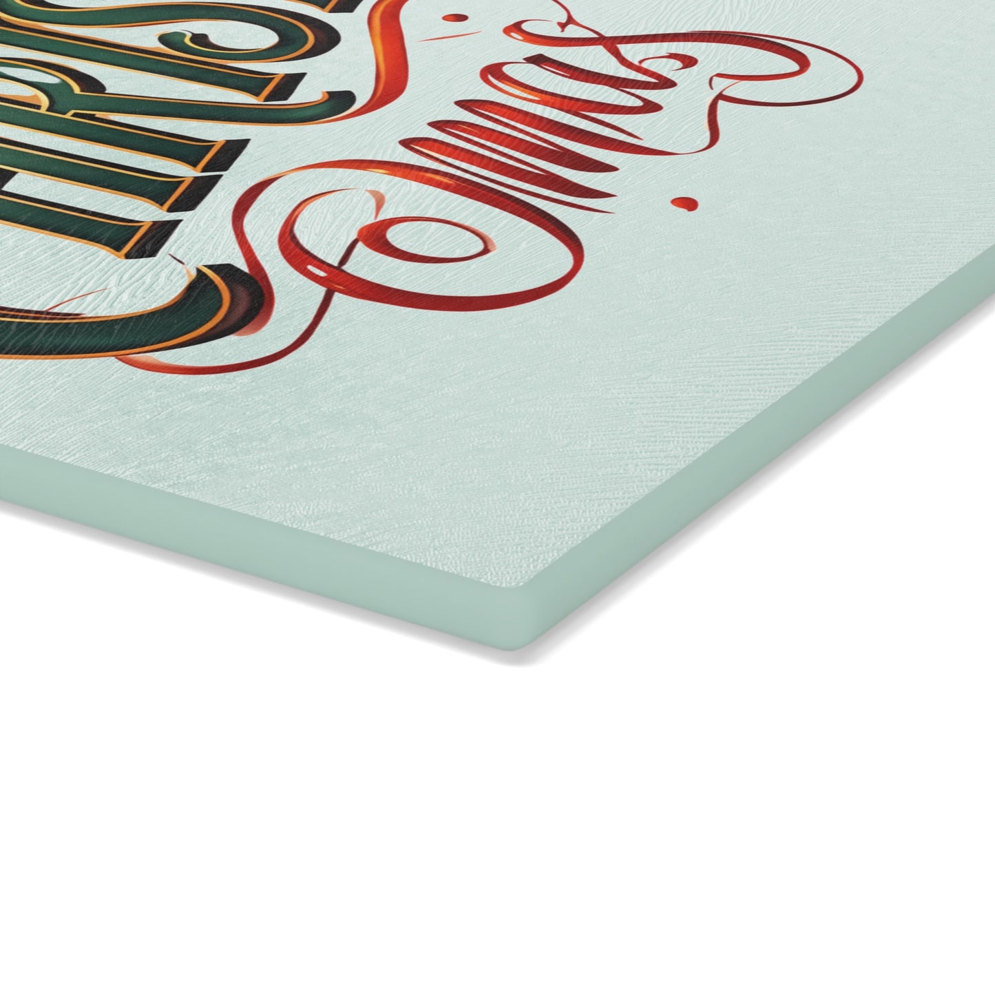 Glass Cutting Board - 'Merry Christmas' Festive Holiday Serving & Prep Board