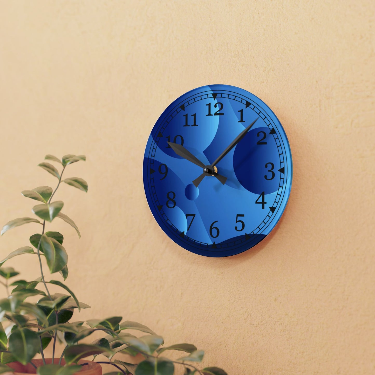 Ocean Waves Acrylic Wall Clock, Coastal Home Decor