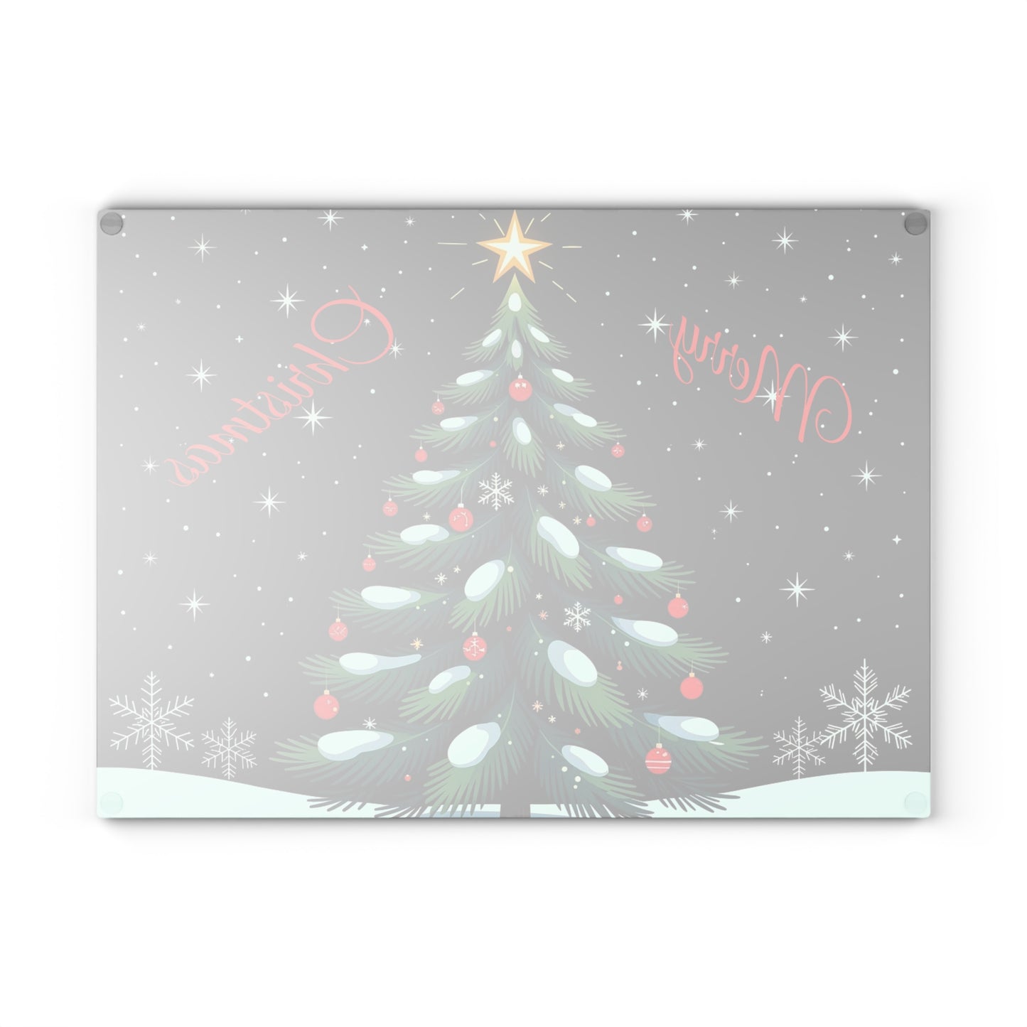 Christmas Tree Glass Cutting Board – "Merry Christmas" Festive Holiday Kitchen Decor