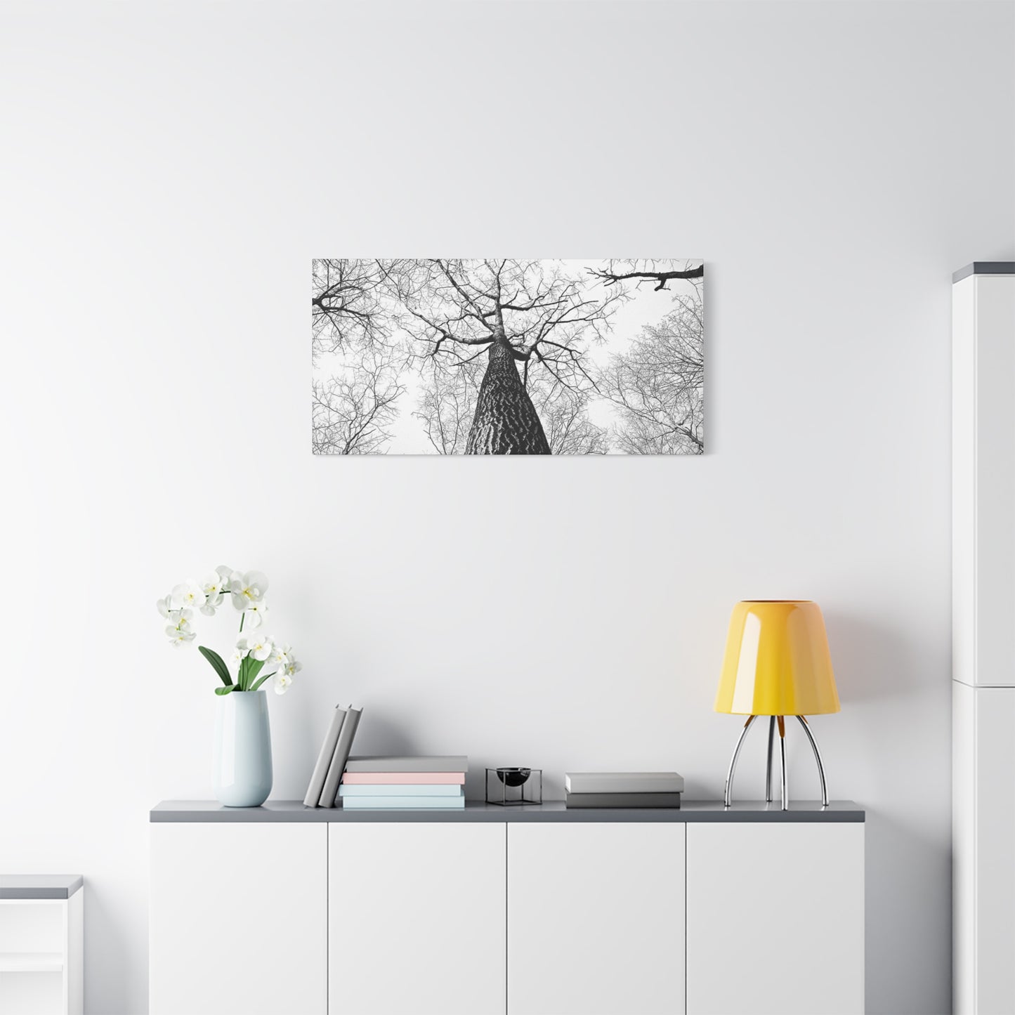 Black & White Tree Canopy Matte Canvas Wall Art — Upward Forest Photography