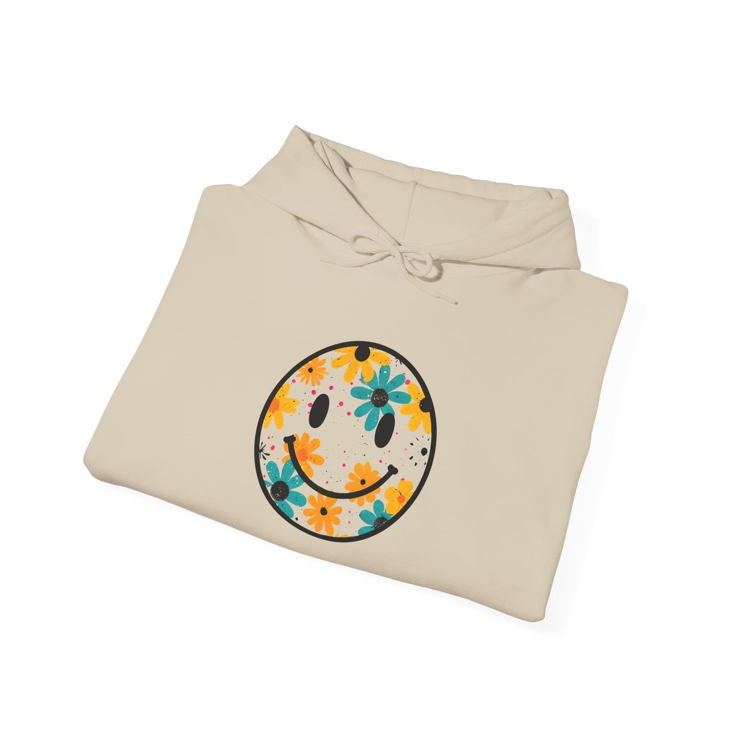 Floral Smiley Hoodie — Retro Daisy Smile Graphic Hoodie