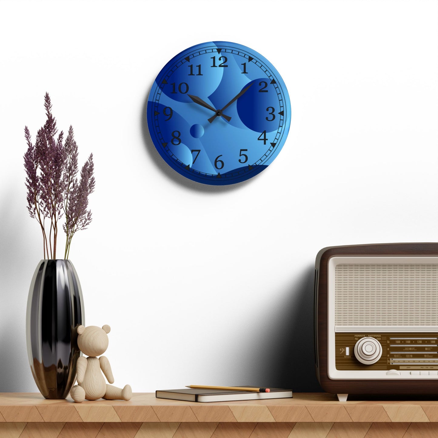 Ocean Waves Acrylic Wall Clock, Coastal Home Decor