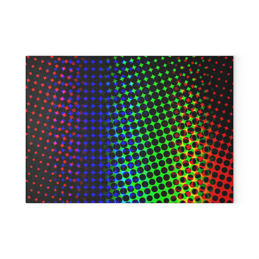 Vibrant Dot Pattern Glass Cutting Board, Colorful Kitchen Decor, Unique Gift for Chefs, Modern Serving Tray, Event & Party Essentials