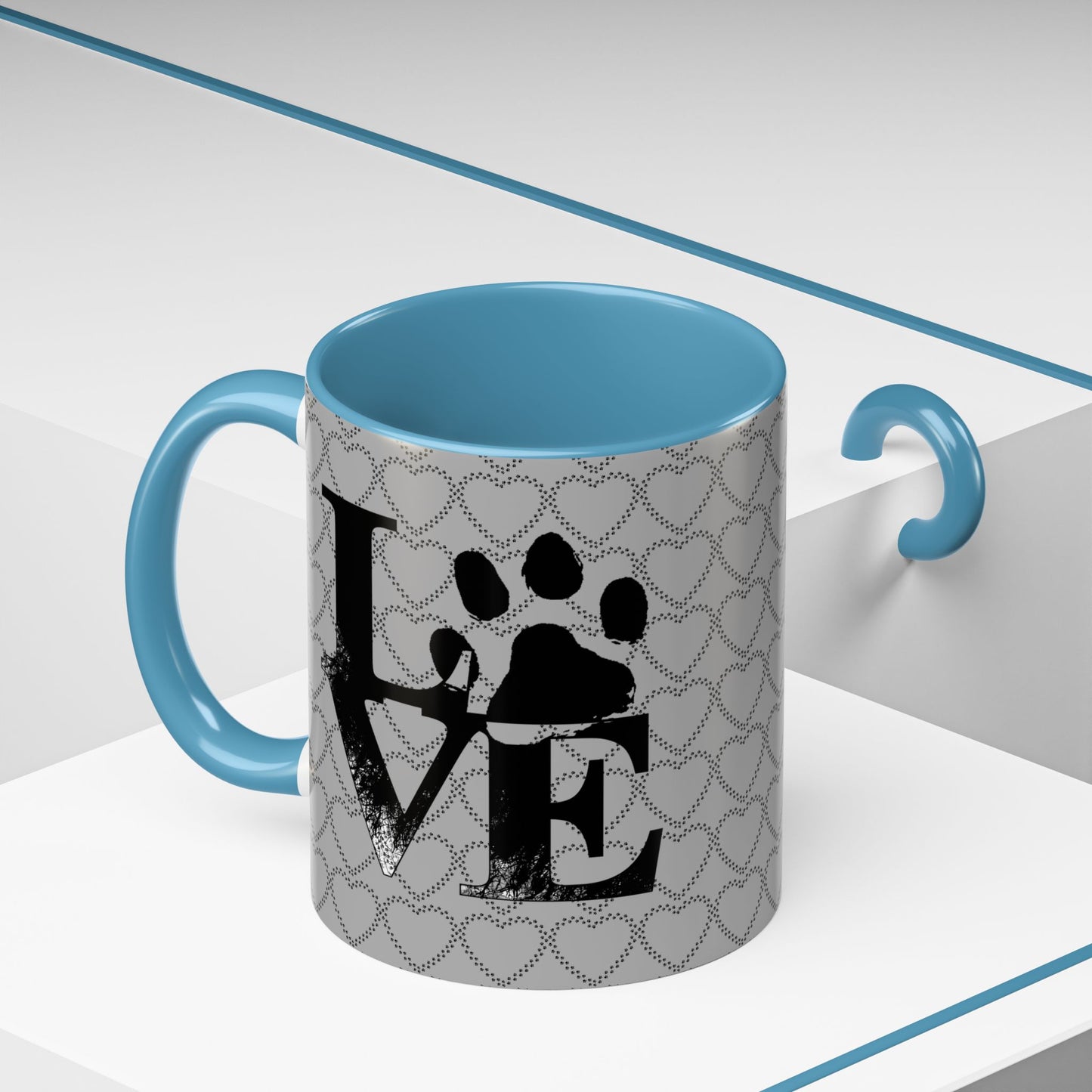 Chic Love Coffee Mug for Pet Lovers, Black Accent Mug, Valentine's Gift, Animal Lover Cup, Perfect for Hot Beverages