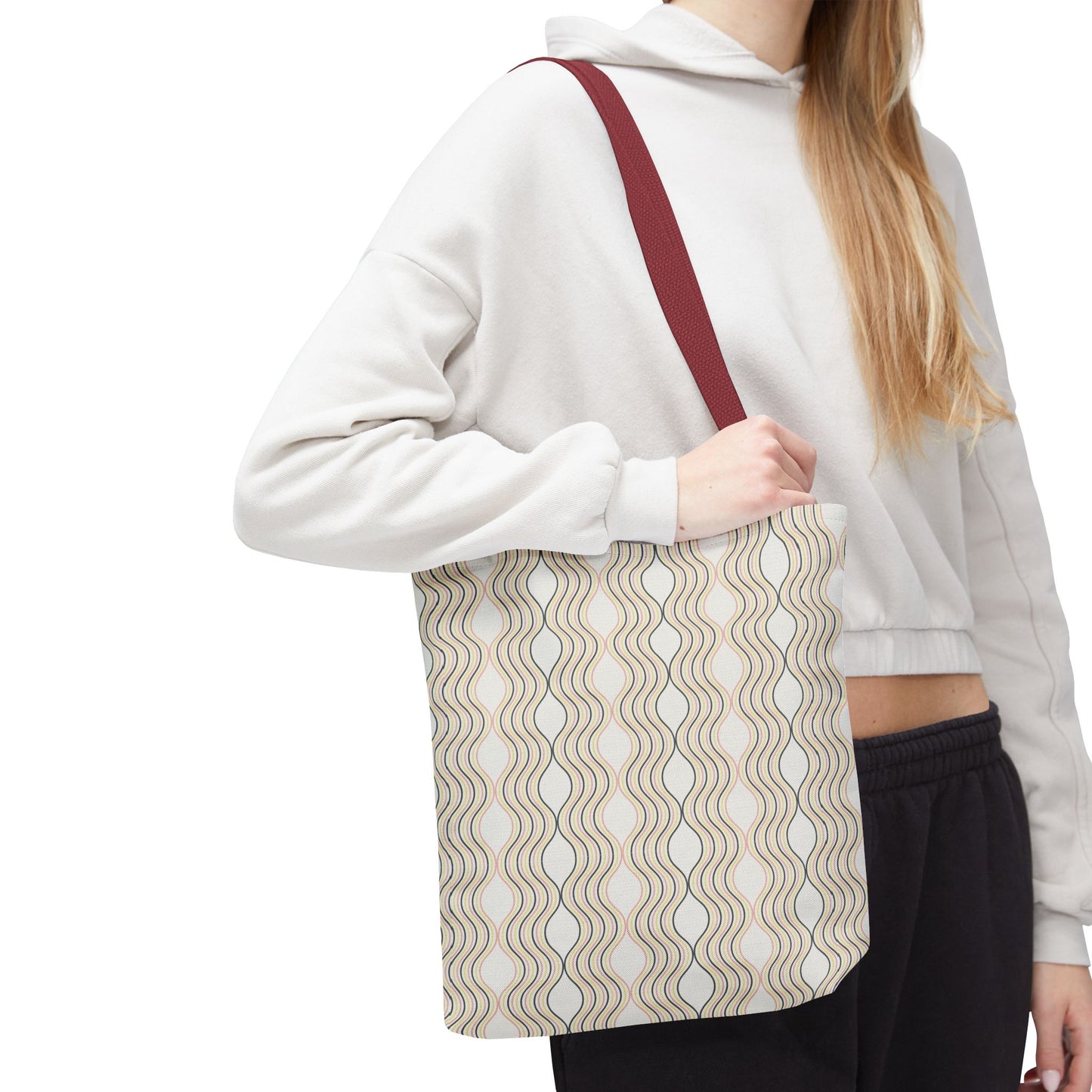 Waves Pattern Tote Bag, Boho Chic Handbag, Everyday Carry, Beach Bag, Gift for Her, Eco-Friendly Style