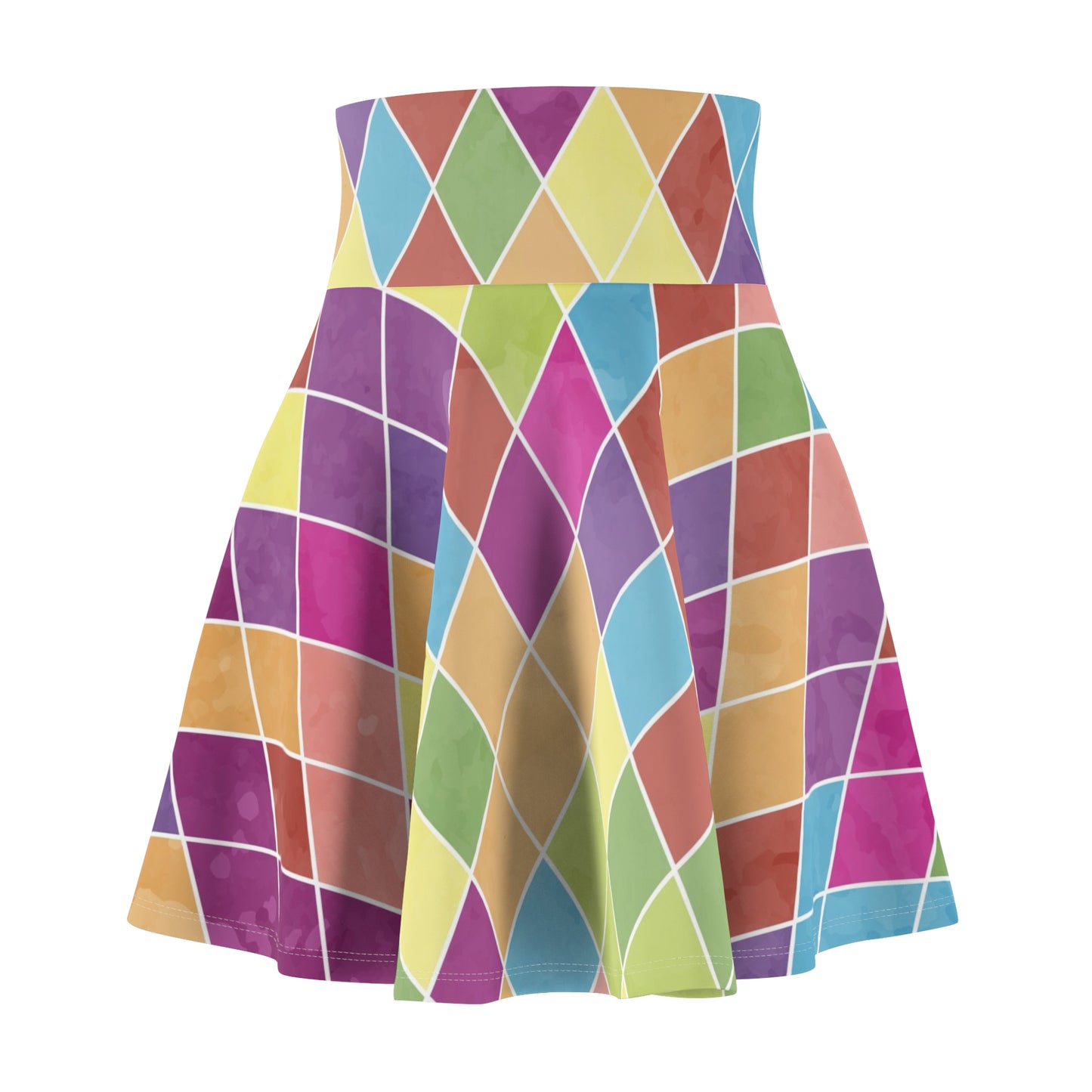 Colorful Women's Skater Skirt - Bright Patterned AOP, Summer Fashion