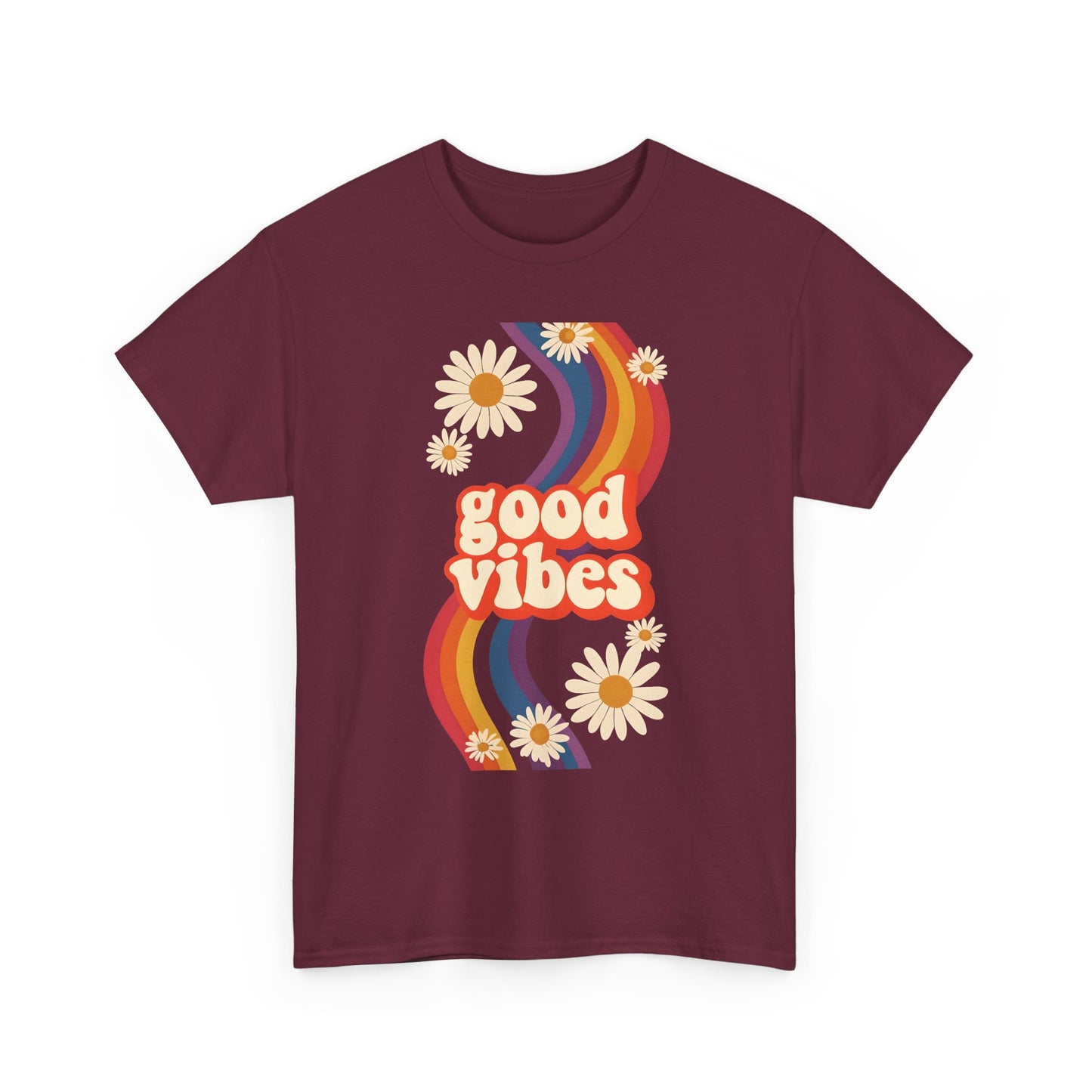 Good Vibes Unisex Heavy Cotton Tee, Retro Graphic T-Shirt, Feel Good Apparel, Summer Outfit, Casual Gift for Friends