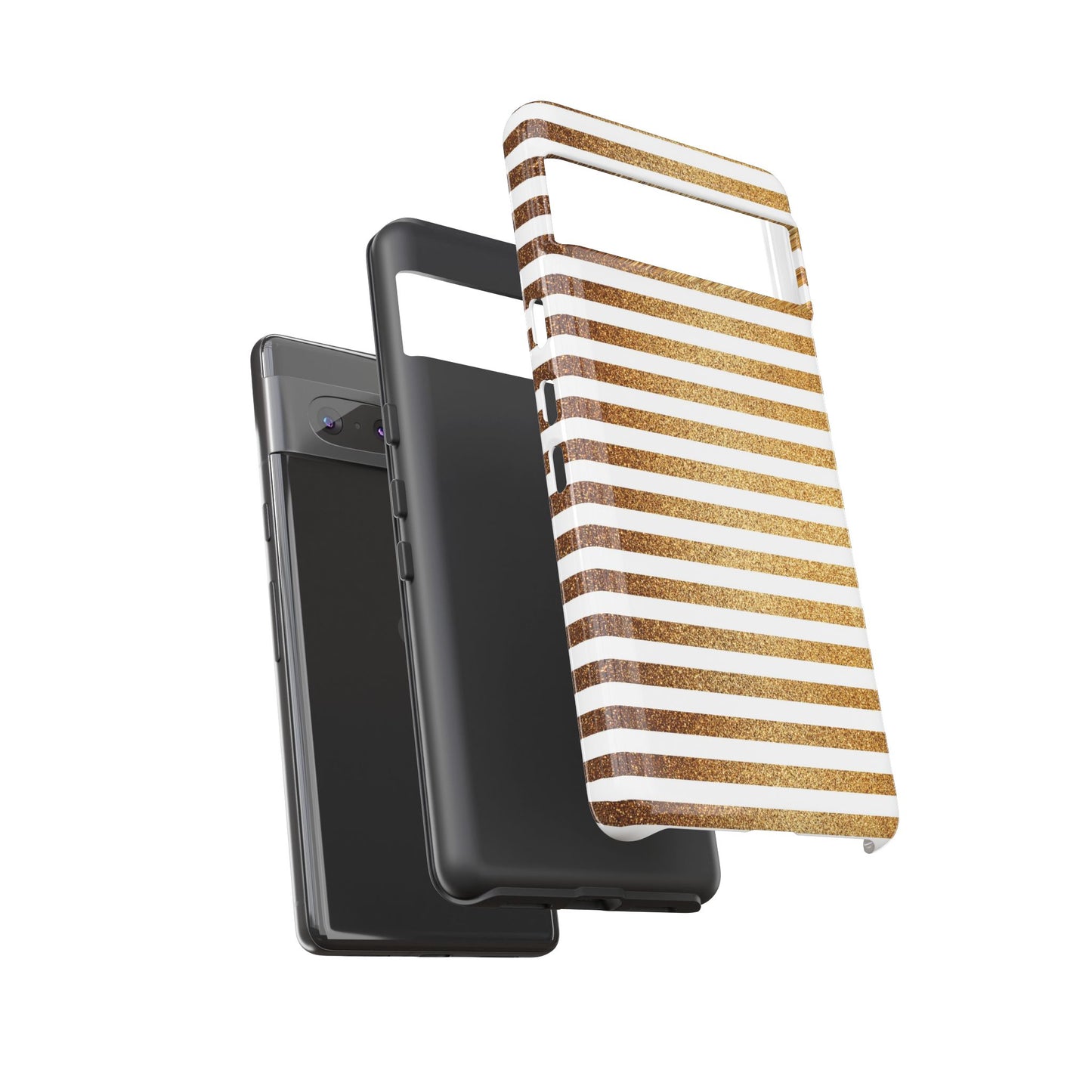 Glamorous Gold Striped Phone Case | Tough Cases, Stylish Phone Cover, Chic Accessories, Gift for Her, Fashionable Tech