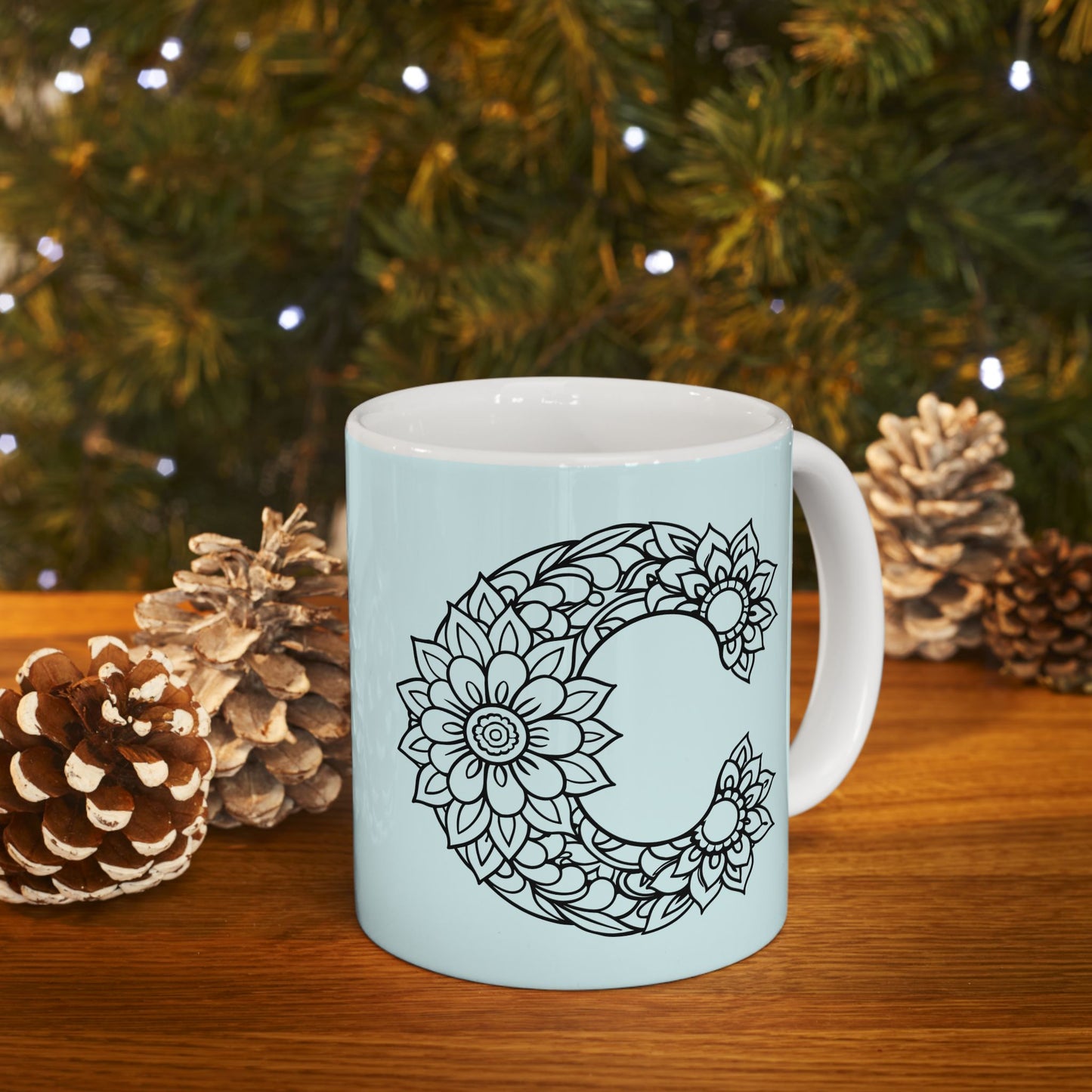 Copy of Mandala Design Ceramic Mug -Letter C Relaxing Gift for Tea Lovers, Coffee Enthusiasts, Home Decor, Perfect for Holidays, Zen Vibe