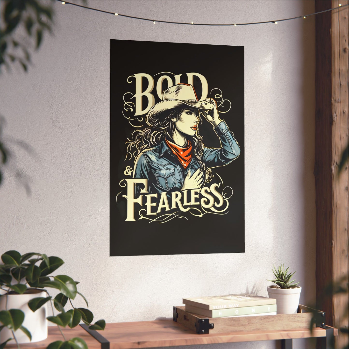 Bold & Fearless Cowboy Woman Poster — Matte Vertical Wall Art