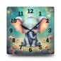 Cute Elephant Acrylic Wall Clock, Colorful Nursery Decor, Kids Room