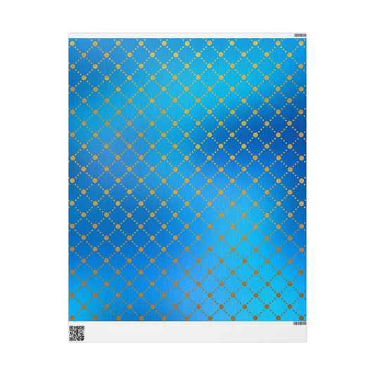 Blue Gold Dotted Swirl Wrapping Paper Roll — Decorative Gift Wrap
