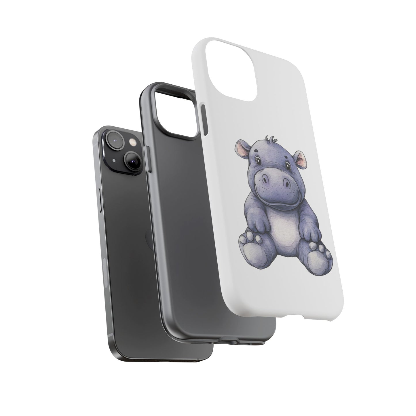 Cute Hippo Phone Case, Unique Tough Cases, Animal Lover Gift, Cute Animal Design, Baby Animal Phone Accessory