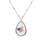 Patriotic Oval Necklace, American Flag Jewelry, Memorial Day Gift, Independence Day Accessory, Everyday Wear, Unique Gift Idea