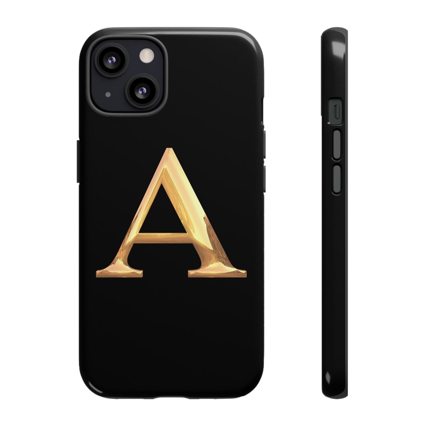 Custom Phone Case with Gold Letter A, Monogrammed Gift, Tough Protective Case, Personalized Phone Accessory, Unique Phone Cover