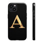 Custom Phone Case with Gold Letter A, Monogrammed Gift, Tough Protective Case, Personalized Phone Accessory, Unique Phone Cover