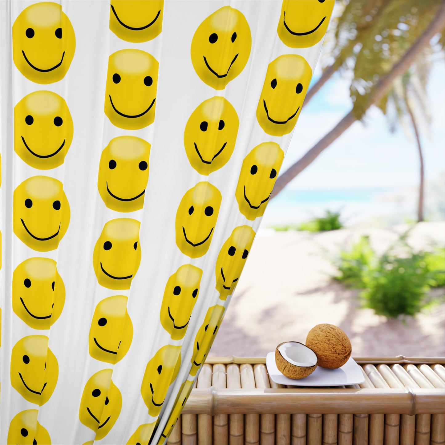 Smiley Face Window Curtain, Cheerful Home Decor, Brighten Any Room, Kids Room, Living Room, Gift Idea