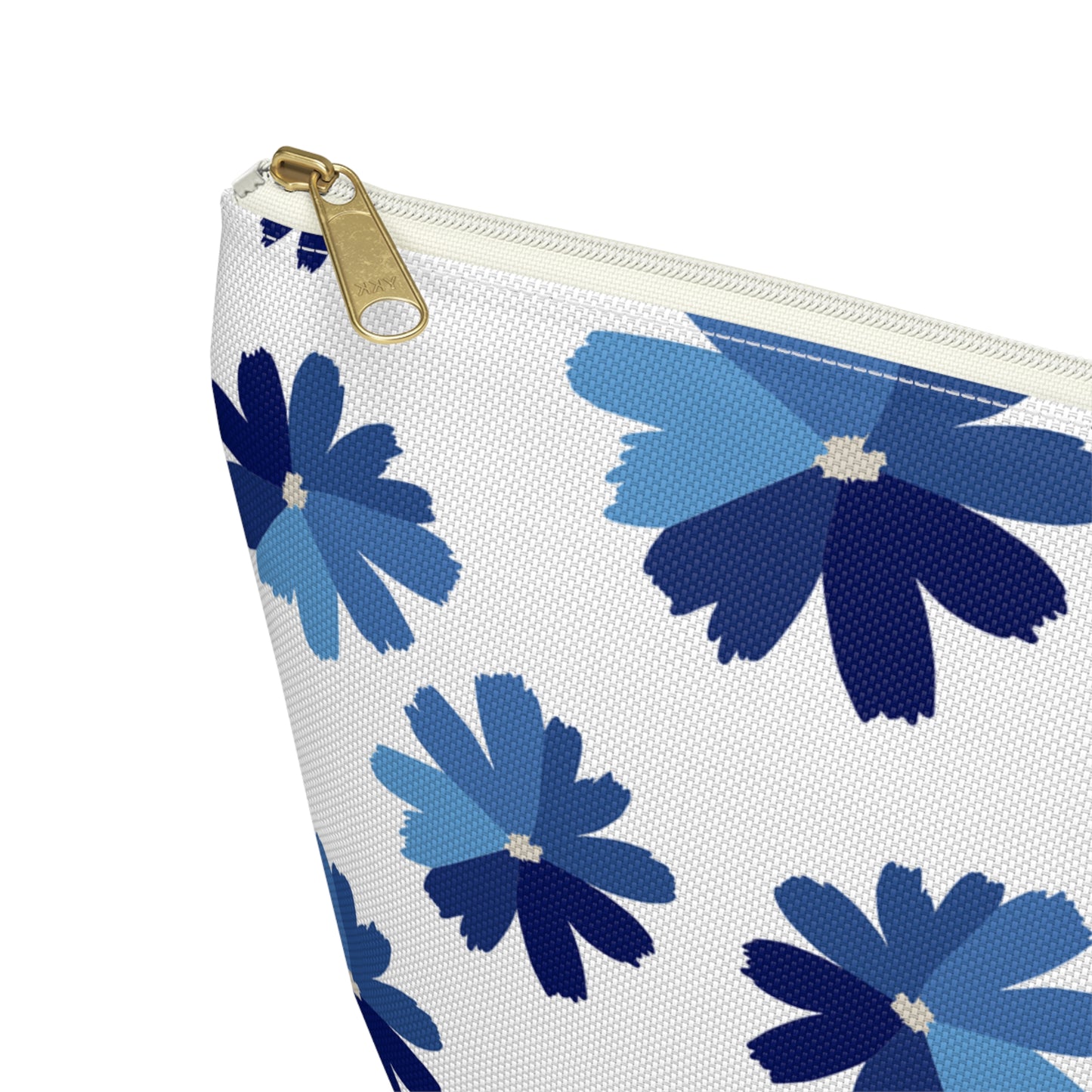 Blue Floral Accessory Pouch for Organizing Essentials, Cosmetic Bag, Travel Makeup Pouch, Gift Idea for Flower Lovers, Eco-Friendly