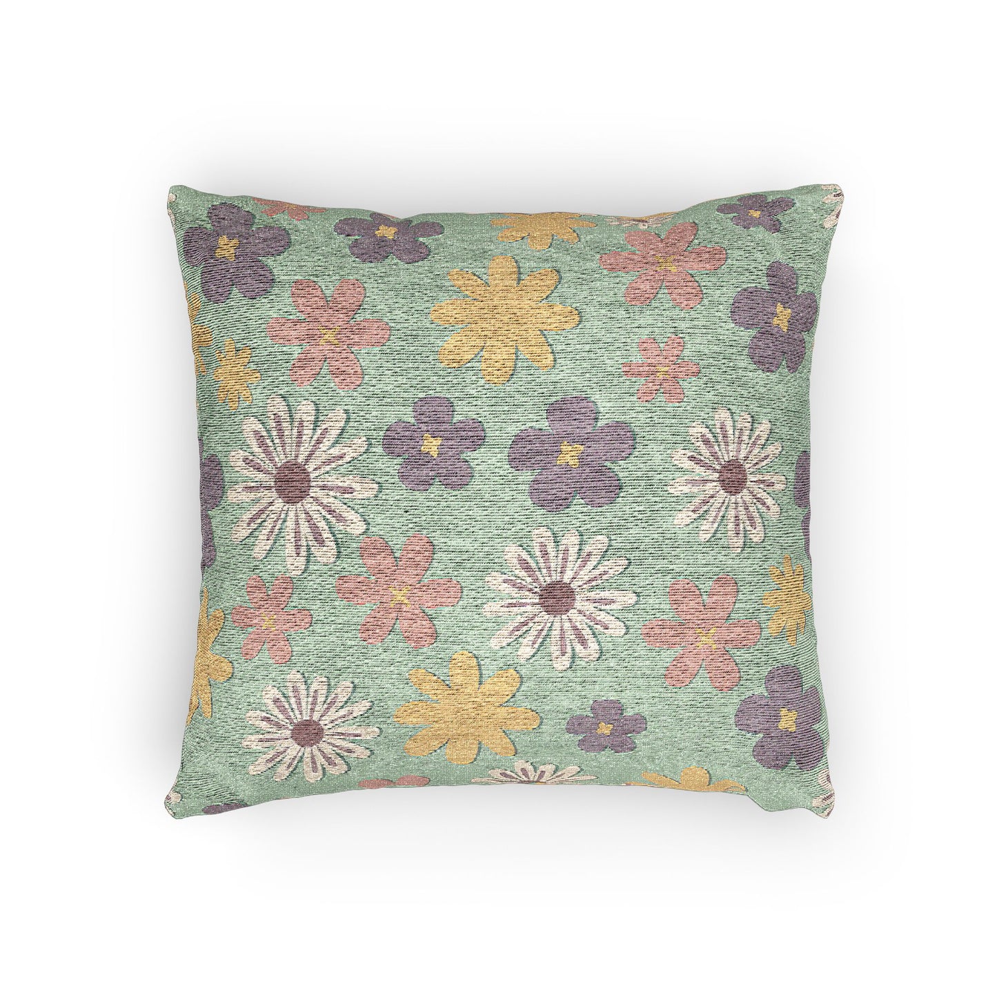 Floral Woven Pillow, Decorative Accent Cushion for Home, Boho Pillow for Living Room, Gift for Housewarming, Cozy Home Decor