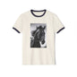 Horse Portrait Ringer T-Shirt — Black Stallion Graphic Tee for Equestrian Lovers
