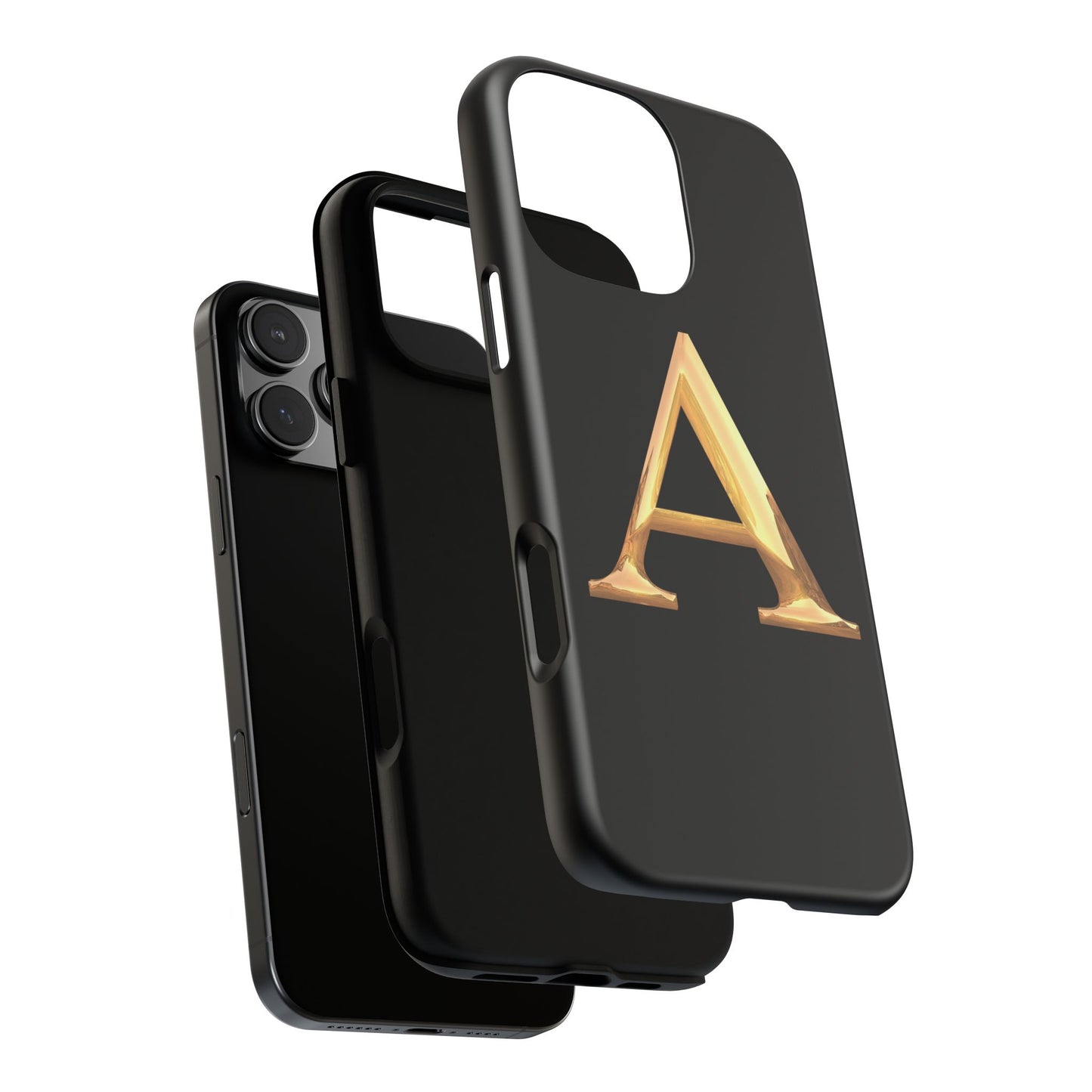 Custom Phone Case with Gold Letter A, Monogrammed Gift, Tough Protective Case, Personalized Phone Accessory, Unique Phone Cover