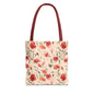 Floral Watercolor Tote Bag — Pink Red Poppy Pattern All-Over Print