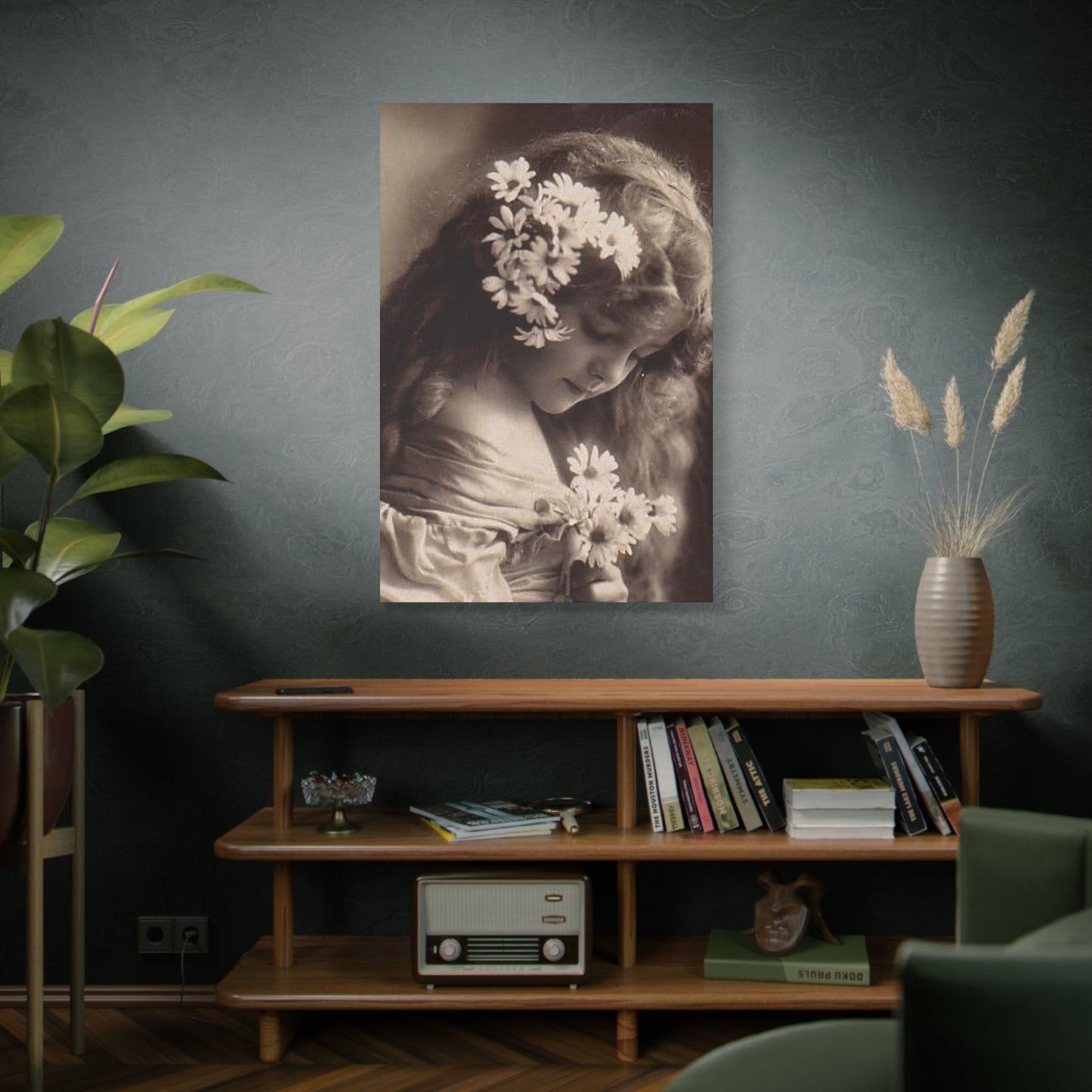 Vintage Floral Portrait Canvas