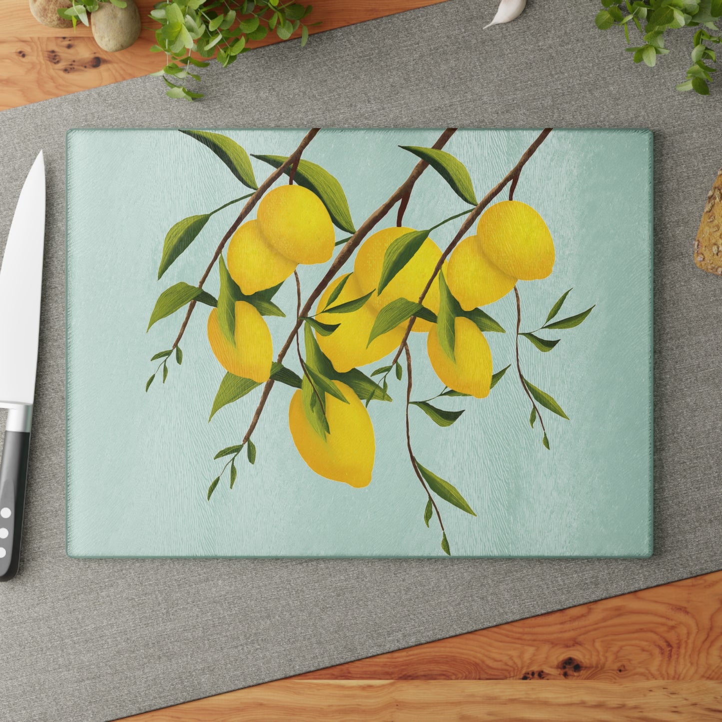 Lemon Glass Cutting Board - Bright Kitchen Decor, Home Gift, Cooking Accessory, Housewarming Present, Fruit Design