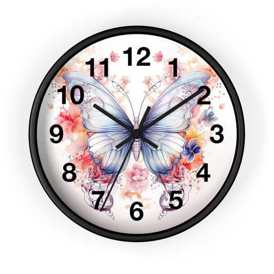 Butterfly Floral Wall Clock - Home Decor, Gift for Nature Lovers, Butterfly Art, Colorful Clock, Spring Decor