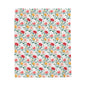 Floral Velveteen Plush Blanket — Pink & Yellow Rose Pattern