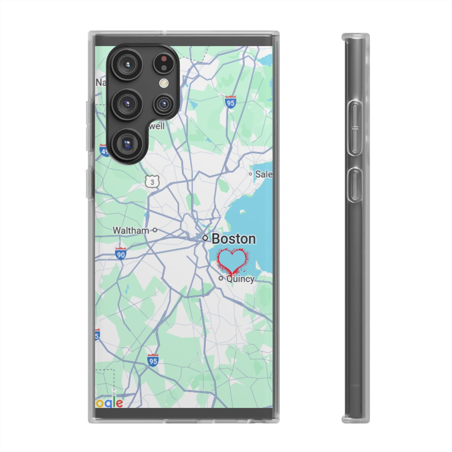 Boston Map Flexi Case for iPhone, Custom Location Phone Case, Unique Gift, Boston Heart Design, Travel Lover Accessory