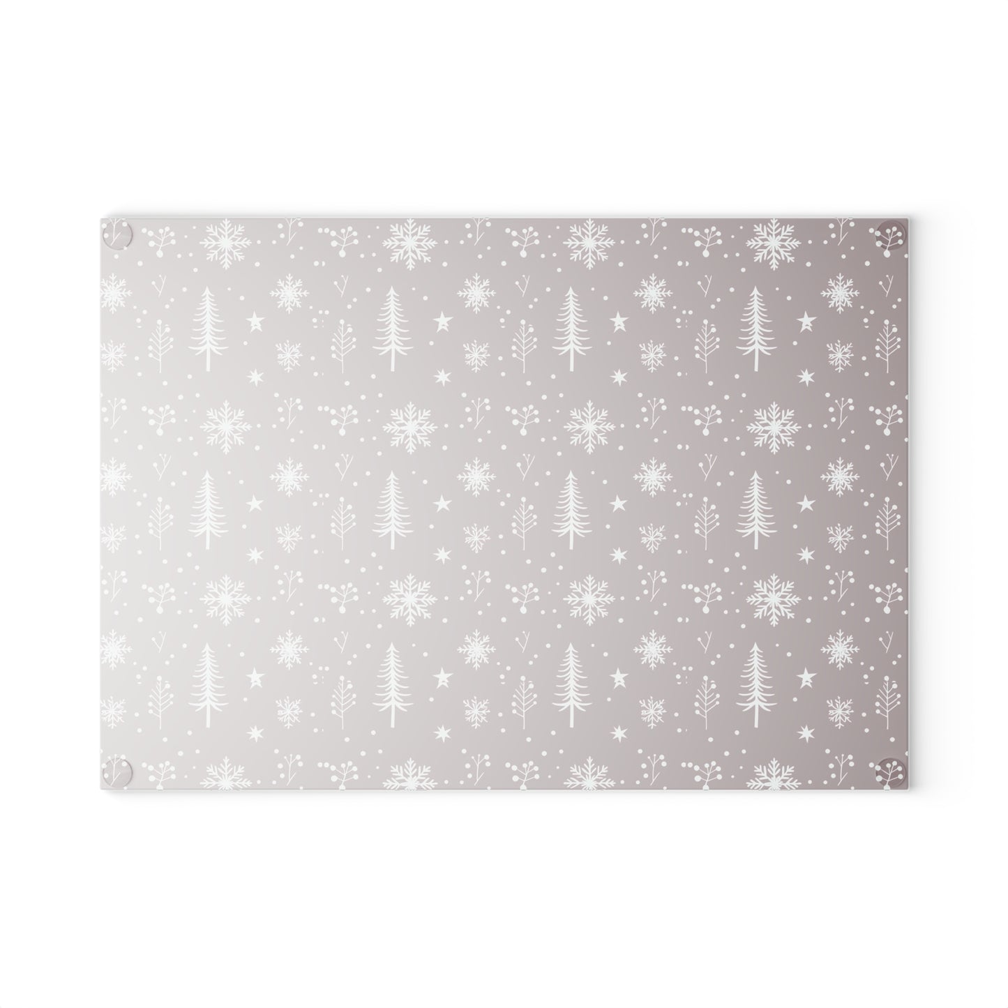 Holiday Snowflake & Pine Glass Cutting Board — Festive Winter Kitchen Decor