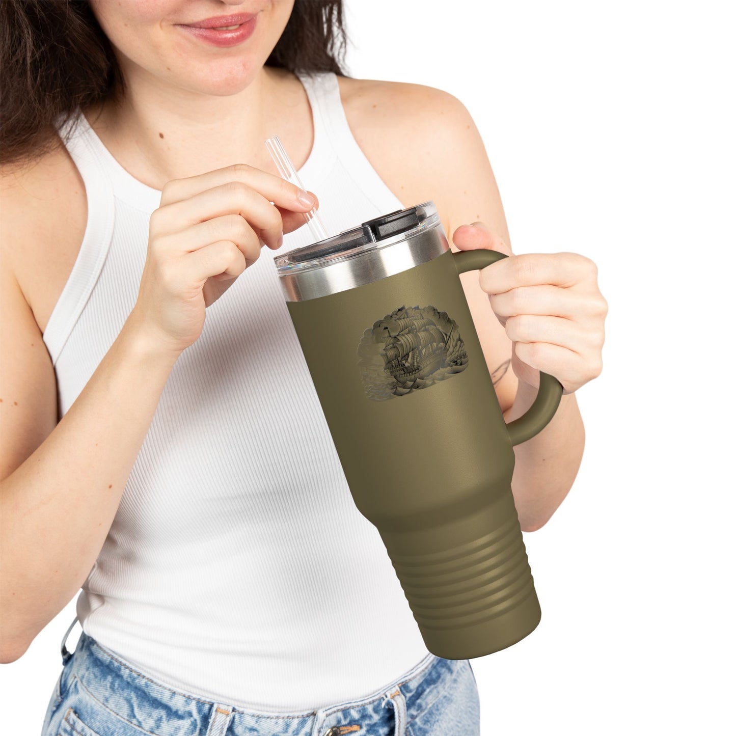 Vintage Nautical Insulated Travel Mug, 40oz | Durable Shipping Mug, Gifts for Sailors, Personalized Travel Cup, Summer Adventure Mug, [...]