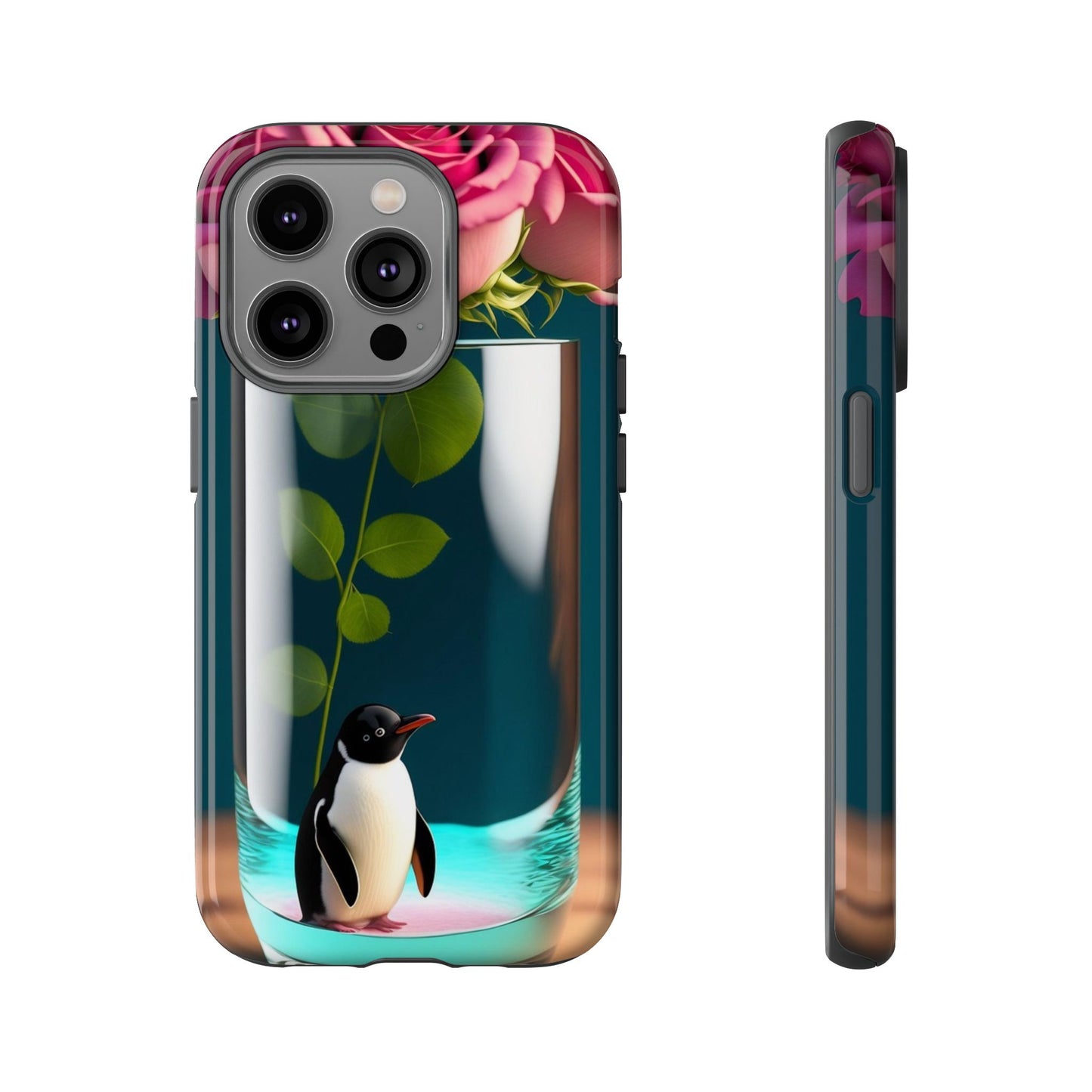 Penguin in a Glass Floral Tough Phone Case — Cute Protective Phone Cover